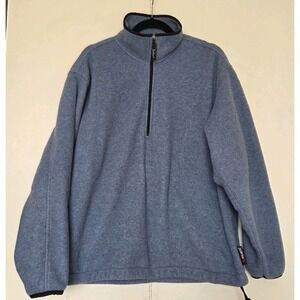 Woolrich Mens Fleece Pullover Fleece 1/4 Zip Med Blue Polartec Size L ***EUC***
